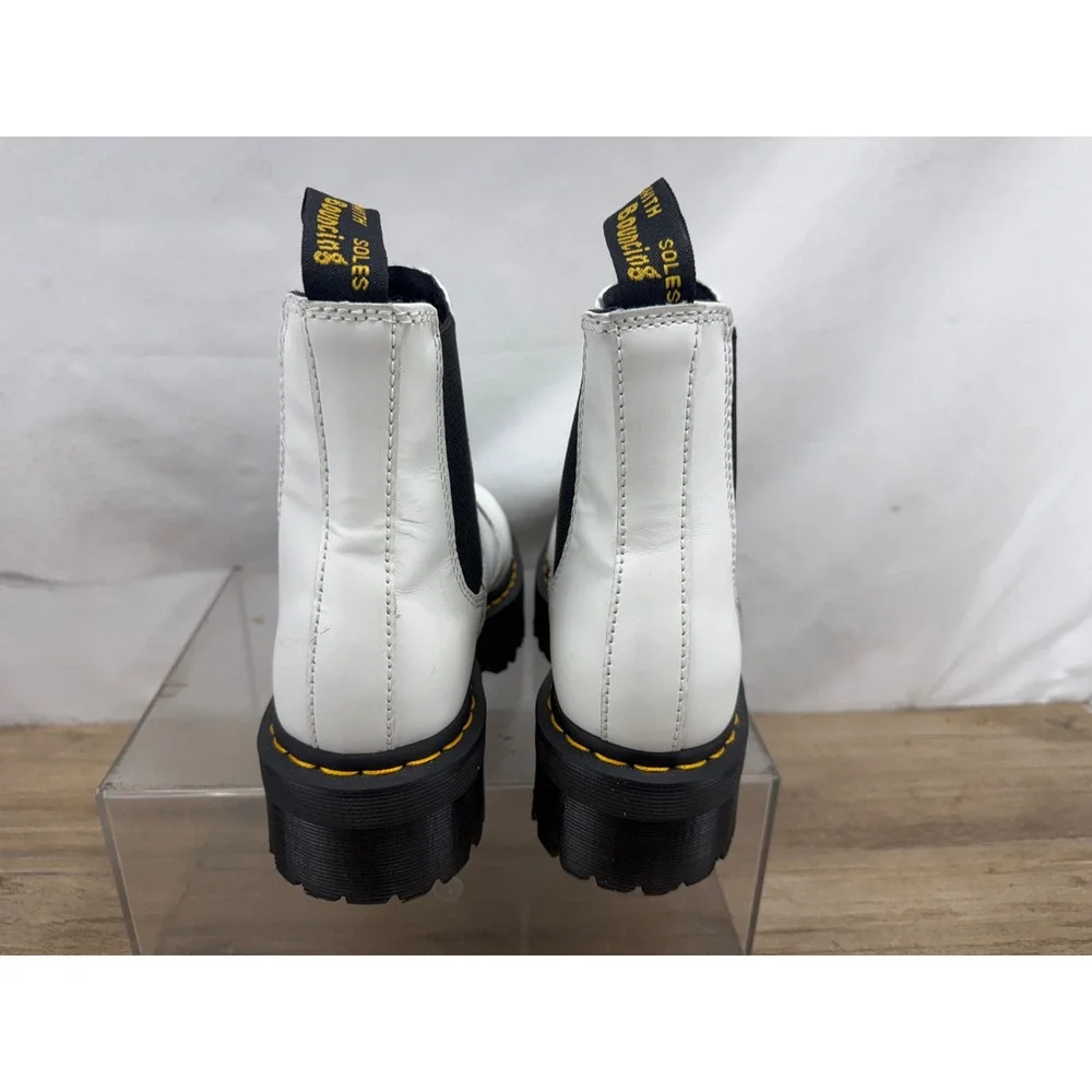 Dr. Martens 2976 Quad White Leather Platform Chelsea Boots Womens 8 USL 39 EU